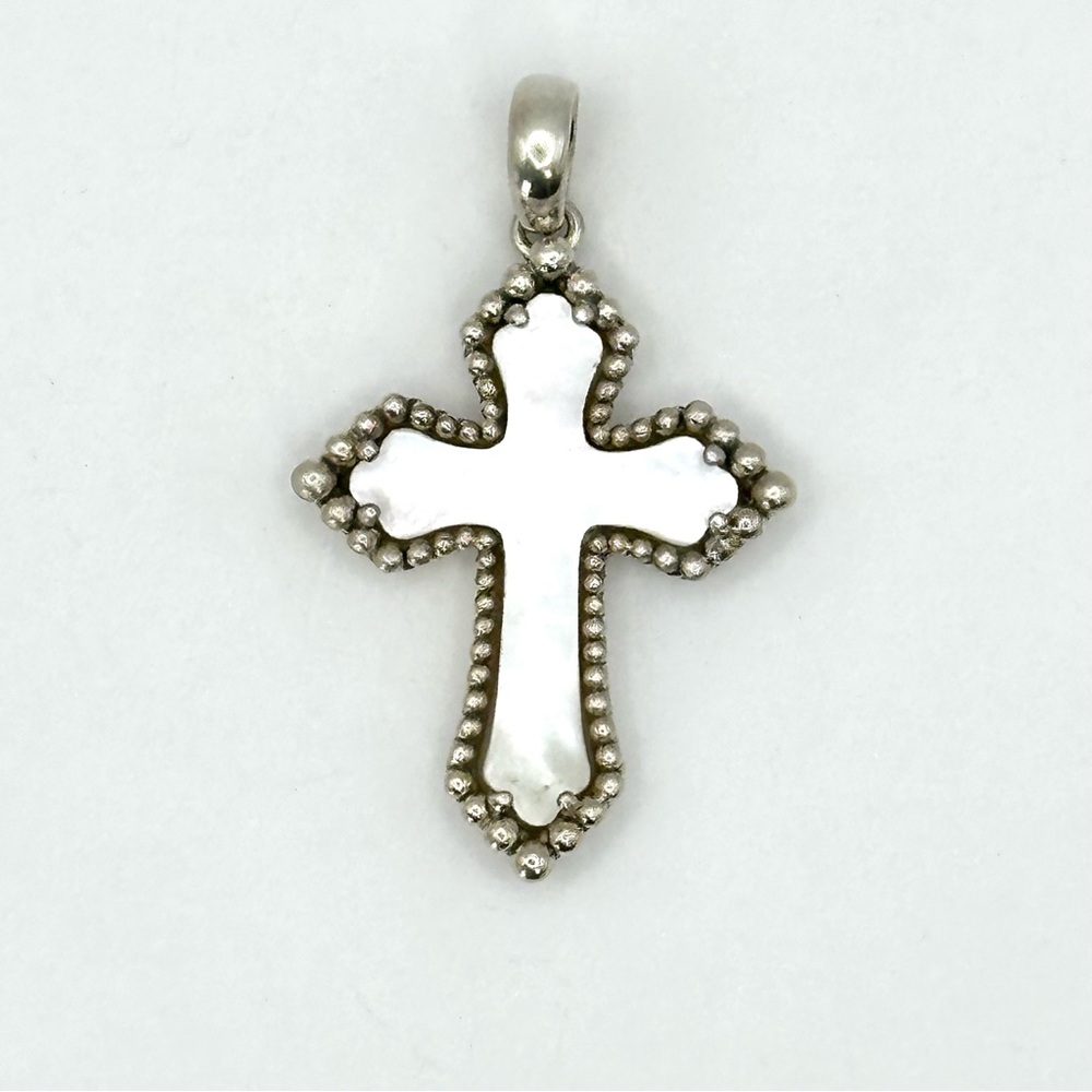 Lagos Caviar Silver & Abalone Cross Pendant